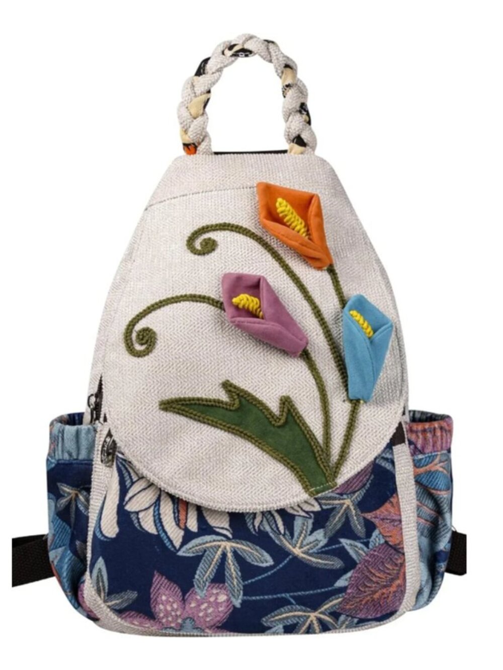 Bohemian Knit Backpack - Handcrafted